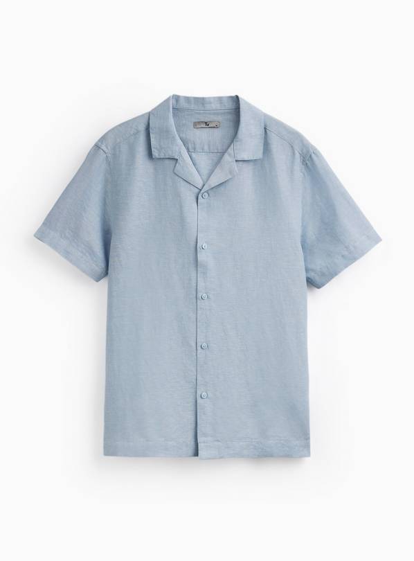 Light Blue Linen Blend Revere Shirt XXXL